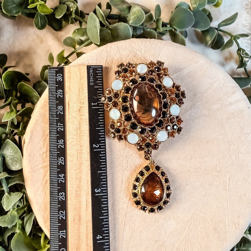 Multi Color Stone with Lucite Cabochon‎ Brooch - Picture 5 of 6